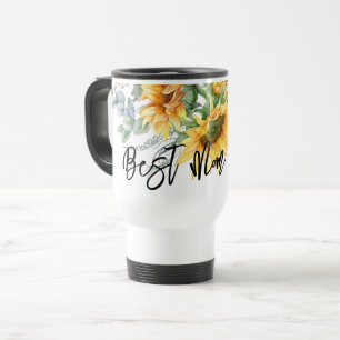 Mother's Day Sunflower Eucalyptus Best Mum Travel Mug