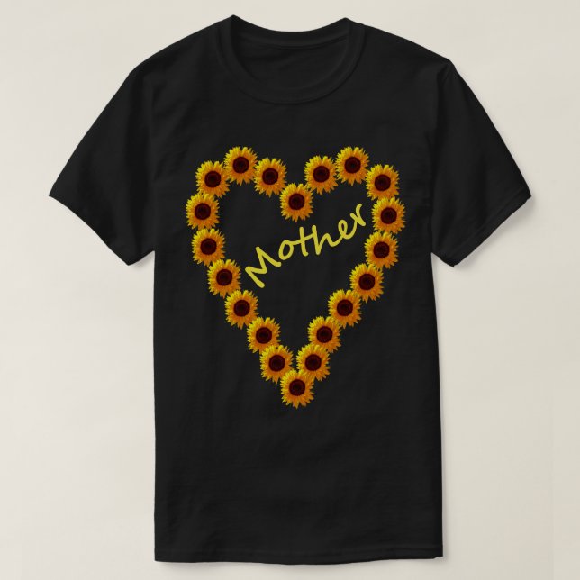 Mothers Day Sunflower Love Heart for Mother T-Shirt (Design Front)