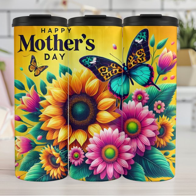 Mother's Day: Sunflowers, Butterflies, Joy Thermal Tumbler (Creator Uploaded)