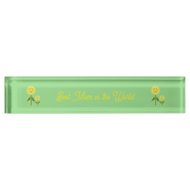 Mothers Day Sunflowers Custom Best Mum Nameplate (Front)