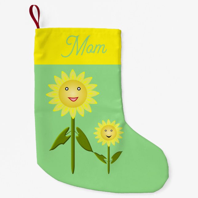 Mothers Day Sunflowers Custom Double Sided Small Christmas Stocking (Front)