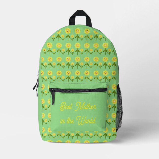 Mothers Day Sunflowers Custom Message Printed Backpack (Front)