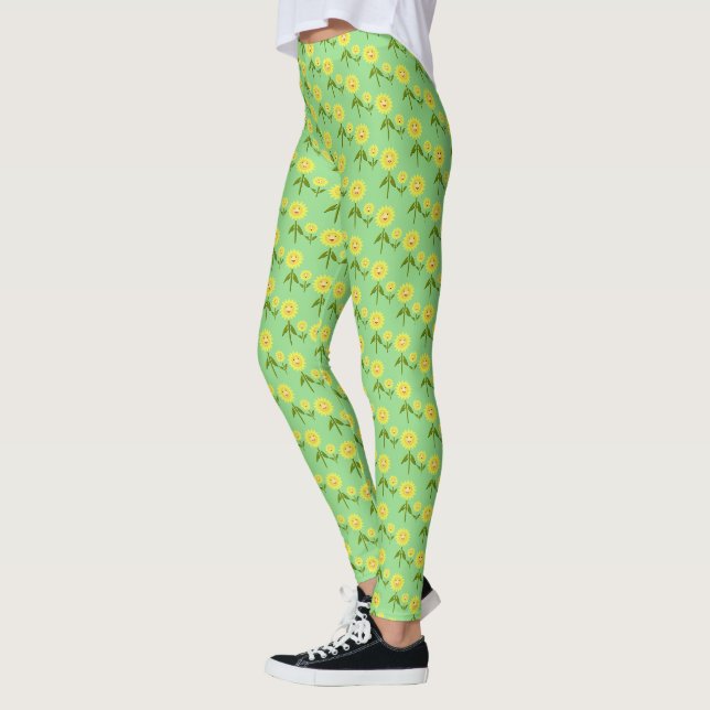 Mothers Day Sunflowers Patterned Leggings (Left)