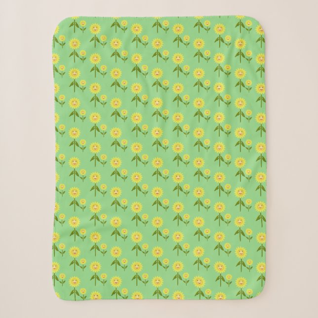 Mothers Day Sunflowers Patterned Sherpa Blanket (Front)
