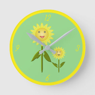 Mothers Day Sunflowers Round Clock