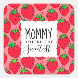 Mother's Day Sweetest Mum Strawberries Square Sticker