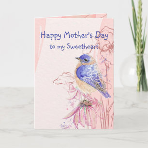 Mother's Day Sweetheart love Bluebird Garden Bird Card