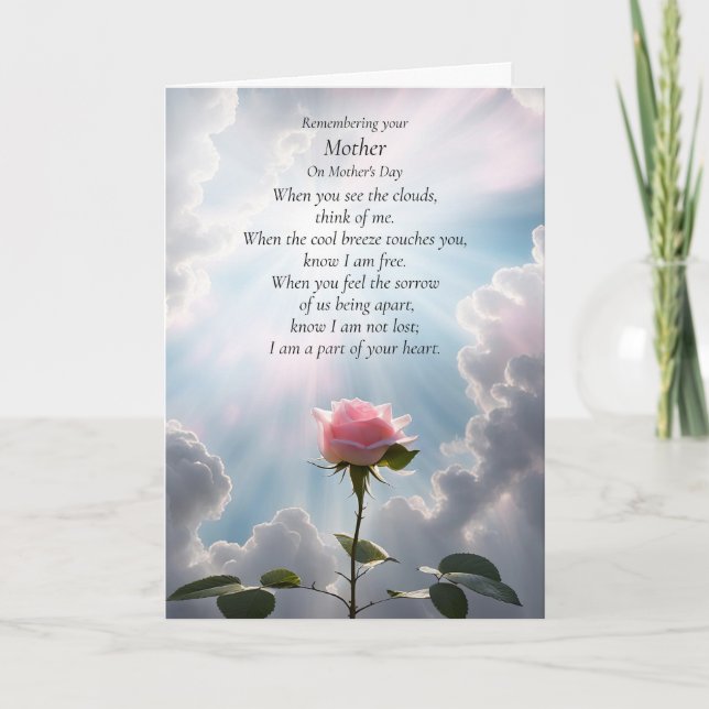 Mothers Day Sympathy In Remembrance with Spiritual Card (Front)