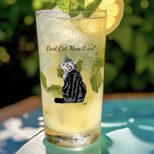 Mother's Day Tabby Cat Glass