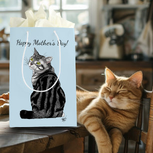 Mother's Day Tabby Cat Medium Gift Bag