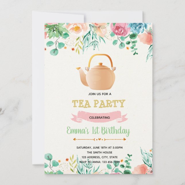 Mothers day tea party invitation (Front)