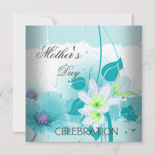 Mother's Day Teal Lilac Flowers Invitation
