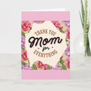 Mothers Day Thank You Mum Pink Floral Card