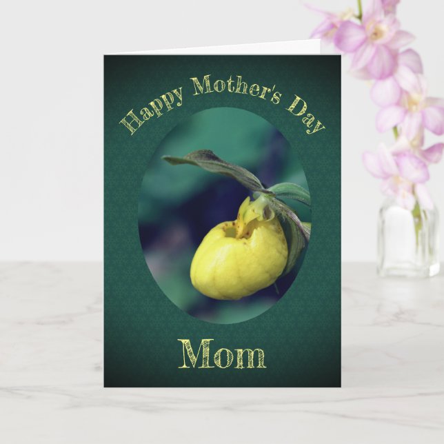 Mother's Day Thank You Mum Yellow Lady Slipper  Card (Orchid)