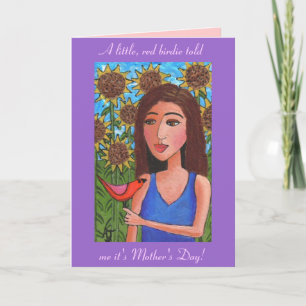 Mother's Day & the little, red birdie - card