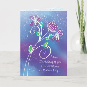 Mothers Day Thinking of You Purple Flowers Card