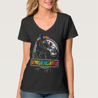 Mother's Day Tie Dye Bonusmomsaurus Bonus Mum Dino T-Shirt