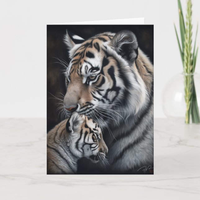 Mother's Day Tiger and Cub Painting Card (Front)