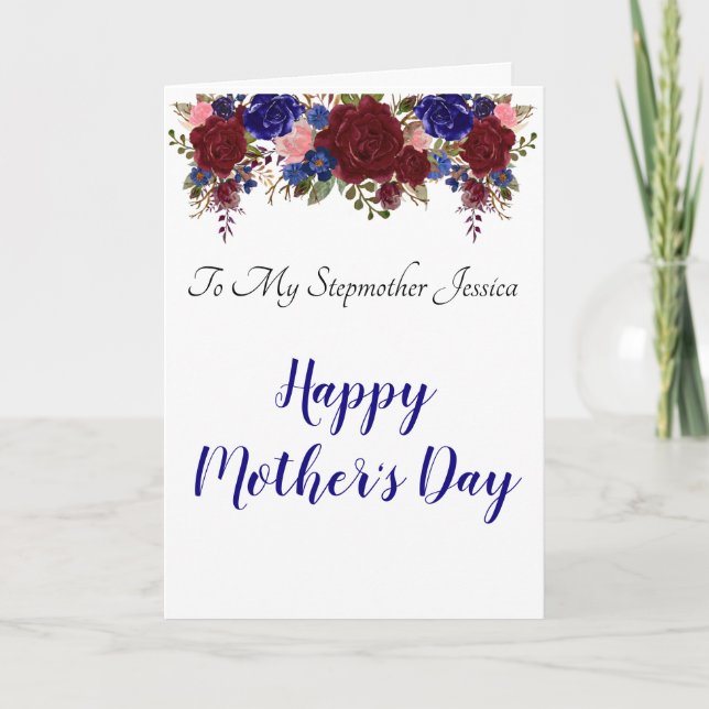 Mother's Day to Stepmother Stepmom Floral Card (Front)