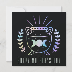 Mother's Day Triple Moon Cauldron Witch Mum Holiday Card