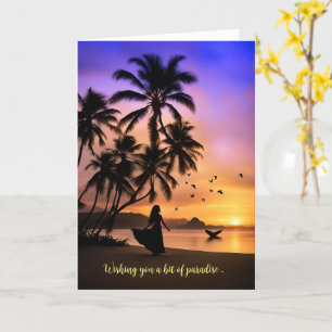 Mothers Day Tropical Beach Paradise with Palm Tree Card