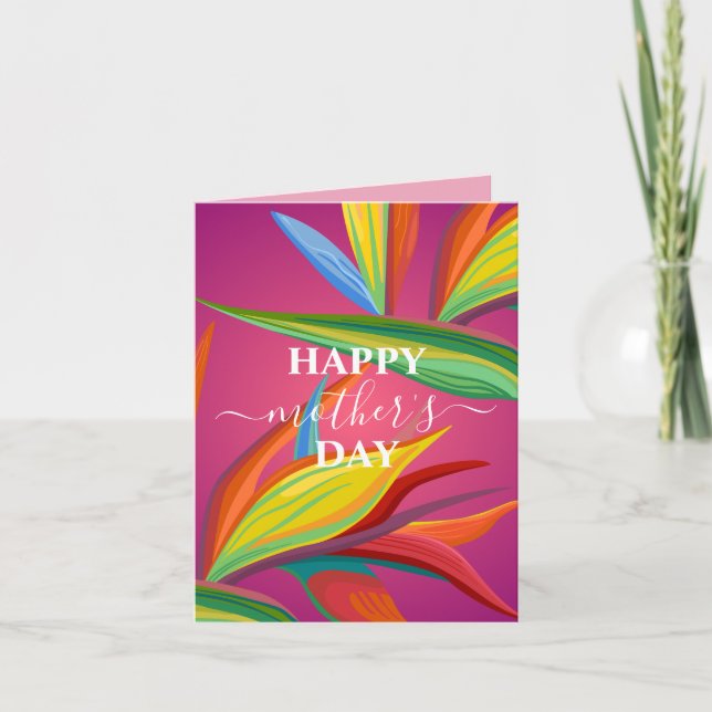 Mother's Day Tropical Floral Pink card (Front)