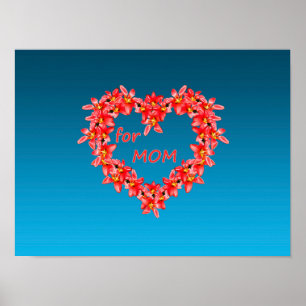 Mother's Day - Tulip Heart for MOM - Blue Poster