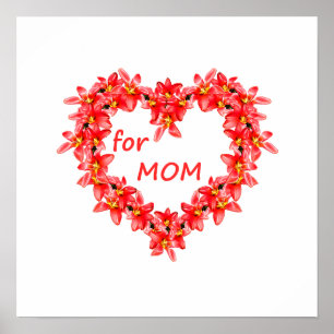 Mother's Day - Tulip Heart for MOM - Illustration  Poster