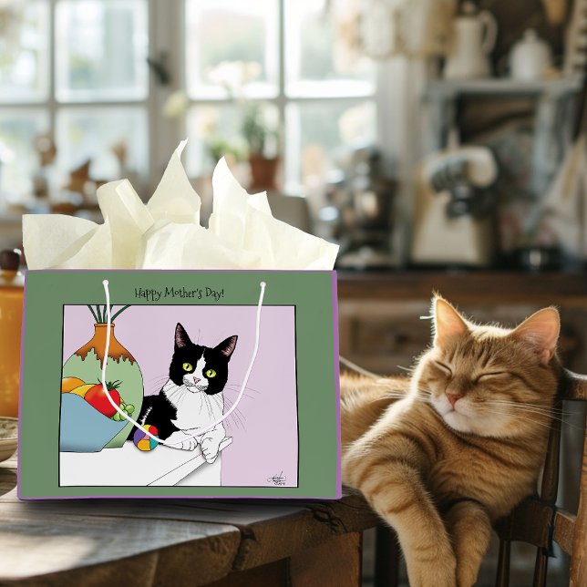 Mother's Day Tuxedo Cat Large Gift Bag (Creator Uploaded)