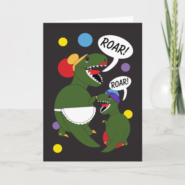 Mothers Day Tyrannosaurus Rex Dinosaur Personalise Card (Front)