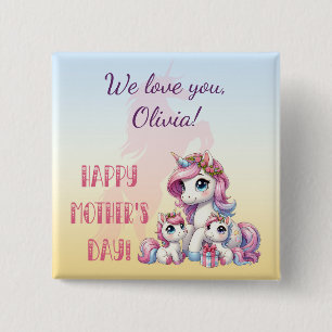 Mother's Day Unicorn-Themed Party 15 Cm Square Badge
