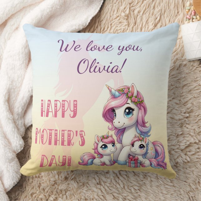 Mother's Day Unicorn-Themed Party Cushion (Blanket)