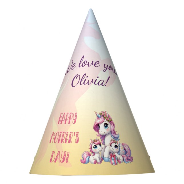Mother's Day Unicorn-Themed  Party Hat (Front)