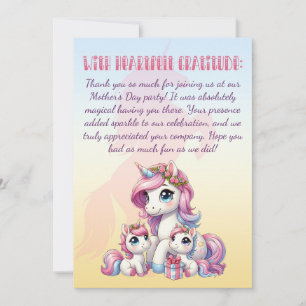 Mother's Day Unicorn-Themed Party Thank You Card