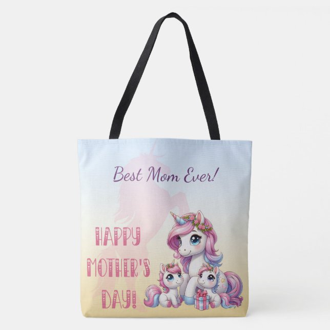 Mother's Day Unicorn-Themed Party Tote Bag (Front)