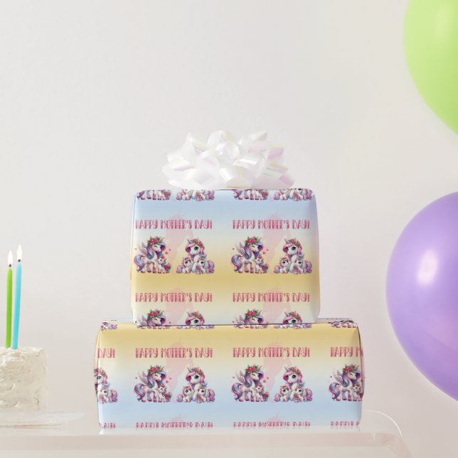 Mother's Day Unicorn-Themed Party Wrapping Paper (Party Gifts)