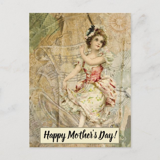 Mother's Day Victorian Dancing Girl Sheet Music Postcard (Front)