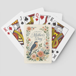 Mother's Day Vintage Bluebird Wildflower Garden Playing Cards