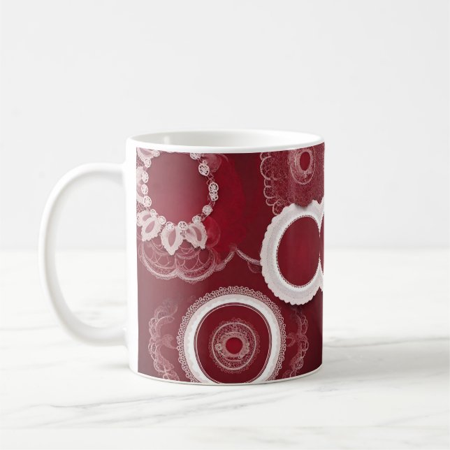 Mother's Day Vintage Dark Red Floral Ai art  Coffee Mug (Left)