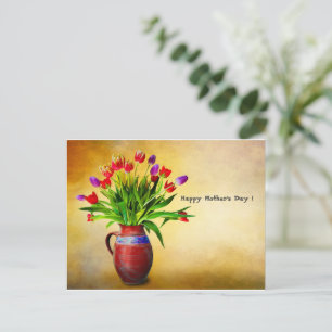 Mother's Day Vintage Vase and Flowers Holiday Postcard