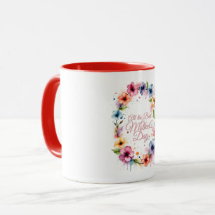Mother's Day Watercolor Floral Wreath in Pink Mug