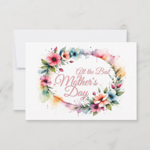 Mother's Day Watercolor Floral Wreath in Pink V2.0