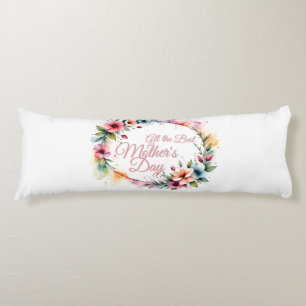 Mother's Day Watercolor Floral Wreath in Pink V2.0 Body Cushion