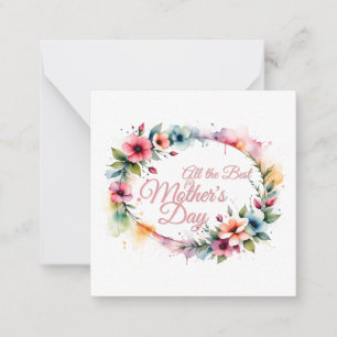 Mother's Day Watercolor Floral Wreath in Pink V2.0 Card