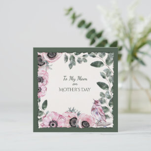 Mother's Day Watercolor Flowers and Bird
