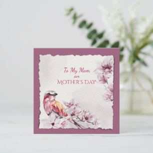 Mother's Day Watercolor Flowers and Bird