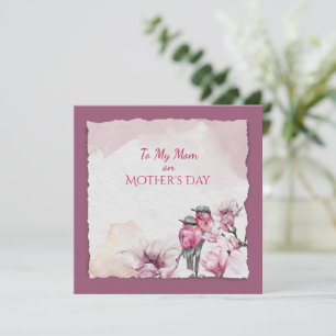 Mother's Day Watercolor Flowers and Bird