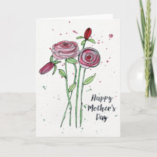 Mother's Day Watercolor Flowers Greeting Card