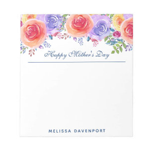 Mother's Day Watercolor Flowers Notepad