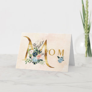 Mother's Day Watercolor Gold Look Floral Mum Card